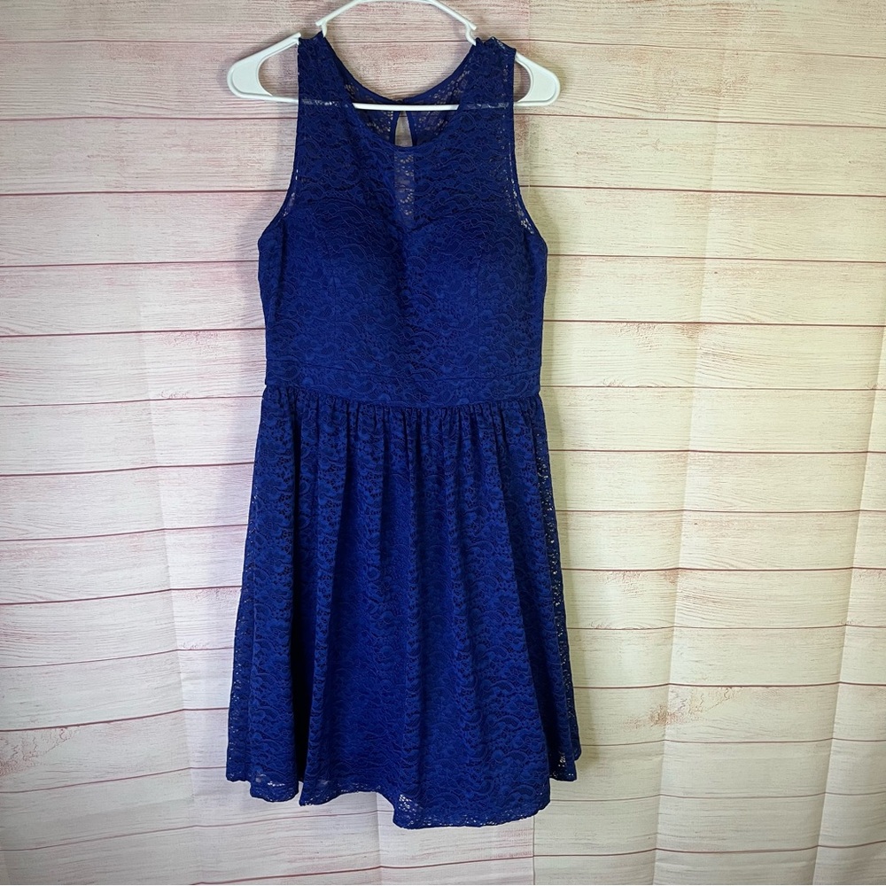 Jessica Simpson Royal Blue Lace Overlay Dress Size 12